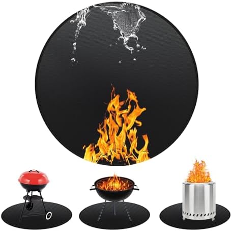 36" Round Fireproof Grill Mat for Deck & Patio, Double-Sided Silicone Coated Fiberglass, Heat Resistant Up to 2000°F, Reusable Under Grill Deck Protector for Fire Pit, Smokeless Stove, Outdoor BBQ by Unknown