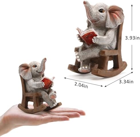 FOXMIS Garden Statues Elephant Outdoor Decor Lights, Lucky Miniature Elephant Statue Solar Garden Decor for Patio,Porch,Home Yard Decor Elephant Gifts for Mom,Women, 2.04"x3.34"x3.93" - Image 2