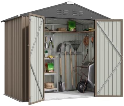 Patiowell 6x4 FT Storage Shed, Brown - Image 6