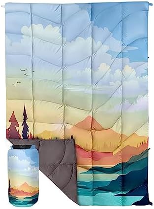 Outdoor Puffy Camping Blanket, Large Outdoor Blanket Waterproof, 55*79'' by GLORSIGN