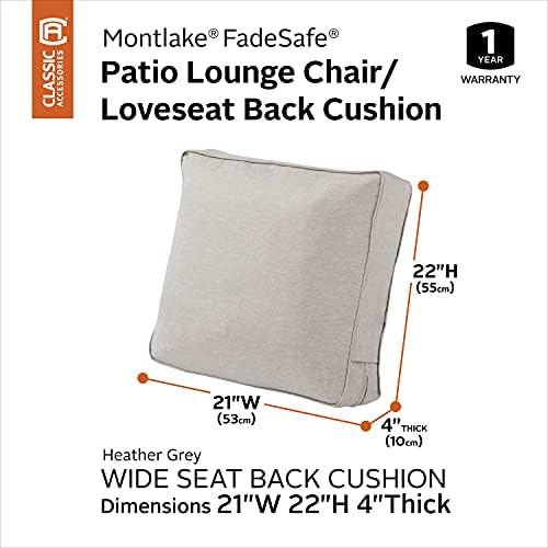 Classic Accessories Montlake FadeSafe FadeSafe Patio Lounge Chair/Loveseat Back Cushion, 21 x 22 x 4 Inch, Heather Grey - Image 2