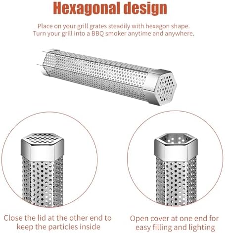 Pellet Smoker Tube,304 Premium Stainless Steel Smoke Tube,12'' Smoker Tube for Pellet Grill and Smoker with Brush -Hot or Cold Smoking Accessories - Image 5