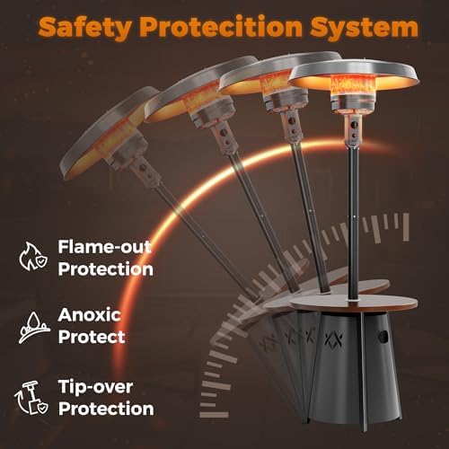 Pamapic Patio heater, Propane Outdoor Heater with Round Table, Premium 304 Stainless Steel Burner, Triple Protection System，2 in 1 Patio Heater for Outdoor Use, Residential & Commercial Use - Image 5