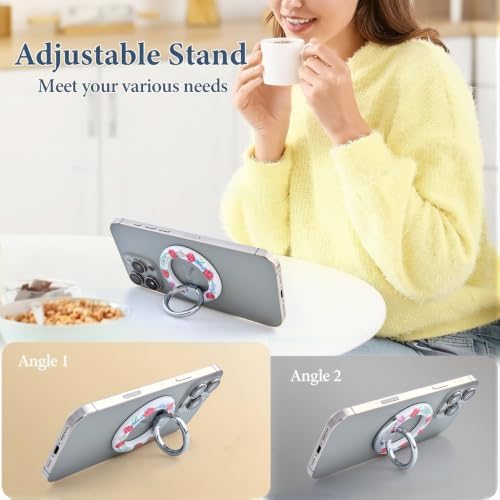 Magnetic Phone Ring for MagSafe Grip, Super Magnet Twinkle Design Ring Holder Stand, MagSafe Accessory for iPhone 17/16/15/14/13 Pro Max Plus，Rose Garland - Image 6
