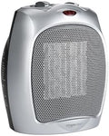 Amazon Basics Ceramic Space Heater, Portable Indoor Heating Solution, With Overheat and Tip-Over Protection, Thermostat, Non-Oscillating, 1500W, Fast Heating, 7.52"D x 6.34"W x 9.45"H, Silver by AmazonBasics