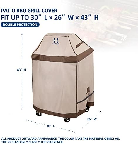 HAMLER Grill Cover 30 Inch, Heavy Duty Waterproof BBQ Covers, Gas Grill Covers Fits Weber Spirit, Weber Genesis, Char-Broil, Nexgrill, Brinkmann, Brown & Beige - Image 3
