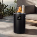 Small Propane Fire Pit Outside, 17 inch Gas Fire Pit Round Fire Column by FLOOORE
