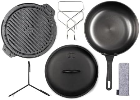 GSI Outdoors Guidecast Cast Iron Cookset, 10 in Frypan, Lid & Griddle - Image 3