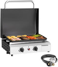SKOK 2 Burner Gas Griddle with Hood- 17 Inch Outdoor Propane Griddle-30000 BTU Propane Fuelled, Portable Flat Top Gas Grill Camping Griddle with Lid for Kitchen, Outdoor BBQ, Camping by SKOK