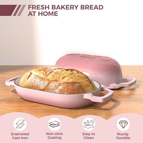 Wildone Enameled Cast Iron Dutch Oven Pot with Lid, Oval Bread Oven - Image 3