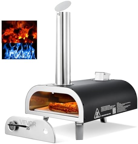VEVOR Multi Fuel Pizza Oven Outdoor, 12 Inch Wood Fire & Propane Gas Pizza Oven, Pellet & Propane Pizza Maker with Thermometer, Pizza-Cook for Outside Kitchen Patio Camping & Backyard, Black by VEVOR