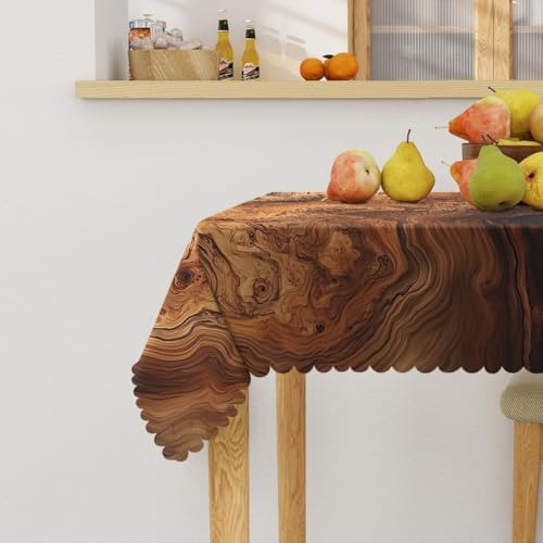Brown Wood Grain Tablecloth 54x54 Inch Square Old Tree Trunk Vintage Farmhouse Table Cloth Decorations Table Cover for Party Picnic Kitchen Dinner Decor Outdoor - Image 3