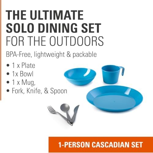 GSI Outdoors Cascadian Table Set I 6-Piece Camping, Backpacking Mess Kit, Plastic BPA Free, Plate, Bowl, Mug, Cup & Cutlery Set - Image 2