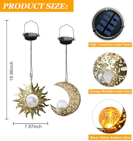 Solar Hanging Lights Outside,Lanterns Outdoor Waterproof Garden Decor - Image 5