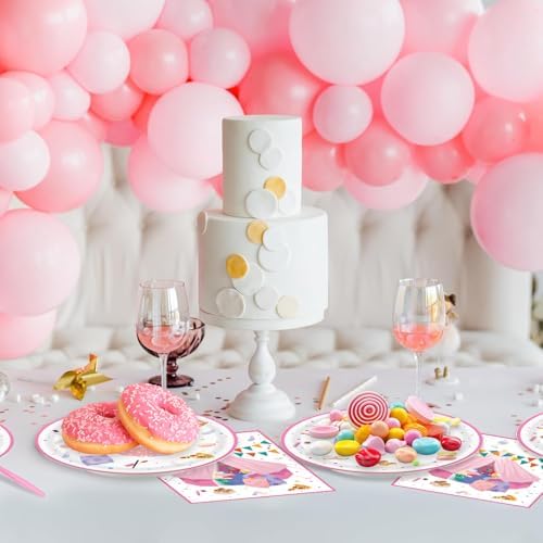 Egami 40pcs Pajama Supplies,include 20 Dessert plate and 20 Napkin,Slumber Spa Party Girls Party Plate Napkin Set,Used for girls pajama Decoration - Image 6