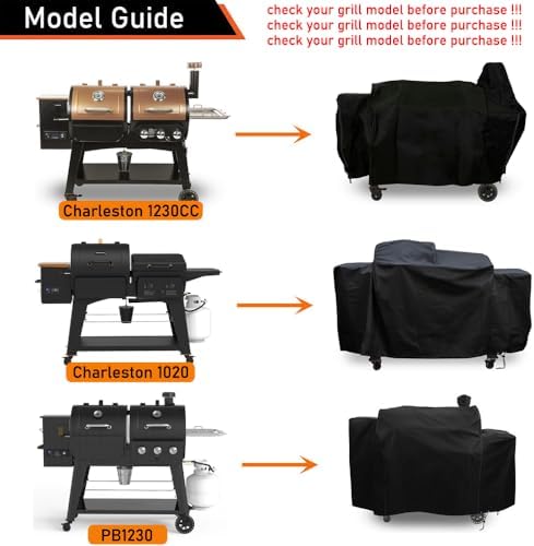 ZJYWSCH Cover for Pit Boss Charleston Gas/Pellet Combo Grill PB1230CC 600D Heavy Duty Weather Resistant PitBoss Charleston Combo Grill Cover Waterproof - Image 3