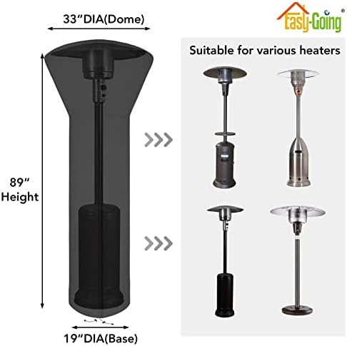 Easy-Going Patio Heater Cover, 89"H x 33"D x 19"B, Black - Image 2