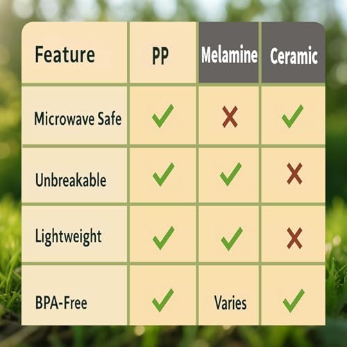 40 Piece Plastic Dinnerware Set for 8 with Cutlery, Unbreakable Plates and Bowls Set, Dishwasher & Microwave Safe Reusable Dish Set for Camping, RV, Outdoor Kitchen, Apartment Dining,Rainbow Multicol - Image 5