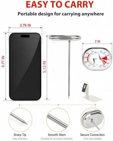 Analog Meat Thermometer 2-in-1 Dual Oven Temp Probe BBQ Dial - Image 6