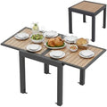 Tangkula 31.5"-63" Extendable Patio Dining Table, Aluminum Outdoor Dining Table for 4-6 People, L-Shaped Brace Included for Fixation, Space-Saving Expandable Table for Garden, Porch, Yard, Poolside by TANGKULA
