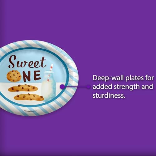 Sweet One Milk and Cookies First Birthday - 32 Piece Disposable Party Supplies - Decorations for Dessert 1st Birthday Round Party Plates - Large 9" Paper Plates In Bulk - Image 4