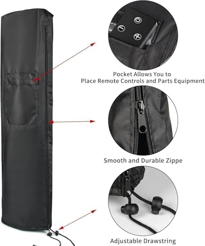 Customized Patio Heater Covers, Waterproof Outdoor Electric Heater Cover with Zipper Heavy Duty Storage Cover for Patio Outside Home Use - Image 3