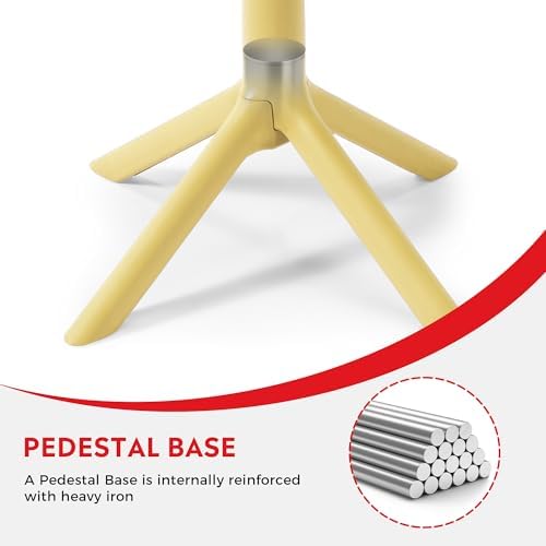 Costaelm Patio Table for 4-Person, Outdoor Patio PP Round Dining Table, All-Weather Bistro Dining Table for Backyard Deck Porch Poolside, Yellow - Image 7