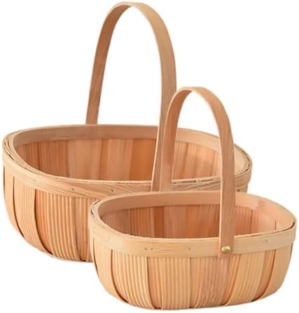 Woven Picnic Basket Set, Large Capacity Fruit Hamper, Handheld Storage Bin by CAXUSD