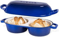 Dutch Oven For Sourdough Bread Baking – Enamelled Cast Iron Bread Loaf Pot – 500°F Oven Safe Non Stick Bread Pot – Double Round Loaf Space, 16.5cm Diameter, Dark Blue, – by Nuovva by Nuovva