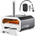 VEVOR Dual Fuel Pizza Oven Outdoor, 16 in Wood Fire & Propane Gas Pizza Oven, Portable Pellet & Propane Pizza-Maker with Thermometer, Large Multi Fuel Pizza Cook for Outside Camping & Backyard by VEVOR