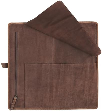 Leather Knife Roll Bag for Chefs – 17.5” x 17.5” Professional Chef Knife Storage Organizer, Portable Culinary Knife Case, Travel Knife Roll for Kitchen, BBQ & Catering - Image 3