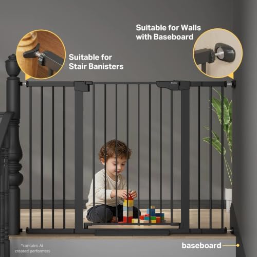 Cumbor 36 in Extra Tall Baby Gate for Stairs, 29.7-51.5 in Dog Gate Black - Image 6