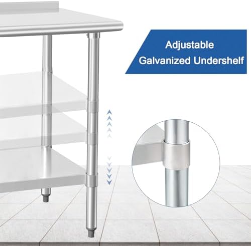 HARDURA Stainless Steel Prep & Work Table 30 x 48 Inches Backsplash - Image 3