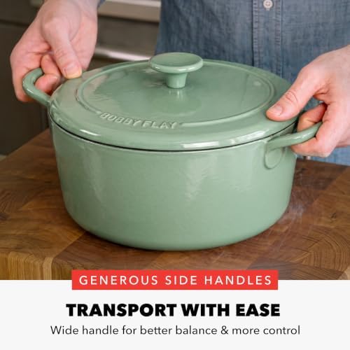 GreenPan x Bobby Flay 5.5QT Enameled Cast Iron Dutch Oven With Lid, Green - Image 5