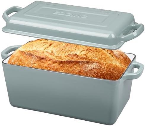 EDGING CASTING Enameled Cast Iron Dutch Oven, Oblong Bread Oven for Sourdough Bread Baking, Baking Pan, Dual Handles, Oven Safe, 4 Quart, Seasalt by EDGINGCOOKWARE