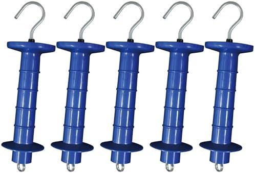 5 Pack Electric Fence Insulated Plastic gate Handle with Internal Spring and Double Ring end, Blue，for Electric Fence Gate Livestock Fence Agricultural Fencing and Pasture by EFencSolv