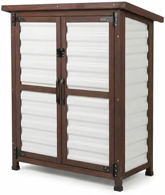 Small Fir Wood Outdoor Storage Cabinet, Weatherproof Garden Shed by embraceoutdoorliving