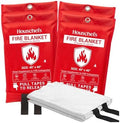 Emergency Fire Blanket for Home & Kitchen, Fiberglass Fire Suppression Blanket, 40" x 40" Heat Resistant Fire Safety Blanket for Grill, Fireplace, Camping, Car, Office & Emergency (Pack-04) by Houschefs