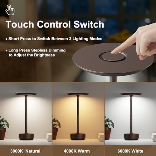 1 Pack Cordless Table Lamps Rechargeable, 5000mAh LED Table Light - Image 2