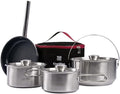 CompactKit Camping Cookware Set Stainless Steel Pots and Pan with Detachable Handle and Oxford Cloth Bag, for 4-8 Mess Kit with Utensils for Camp Kitchen, Picnic, BBQ, Traveling, Emergency by CretFine