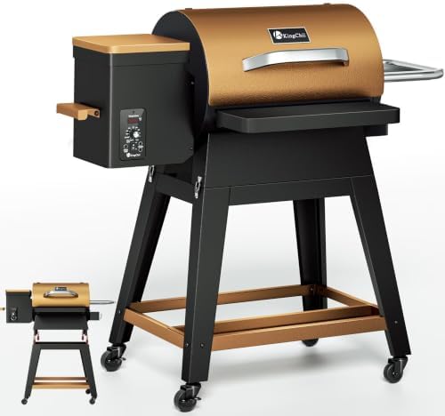 KingChii Electric Detachable Split Wood Pellet Grill Smoker, 485.5 SQ.IN Multi-Layer Surface, PID 180-425°F Temp Control, Foldable Wheeled Portable Design, 8-in-1 BBQ Grill for RV Camping Tailgating by KingChii