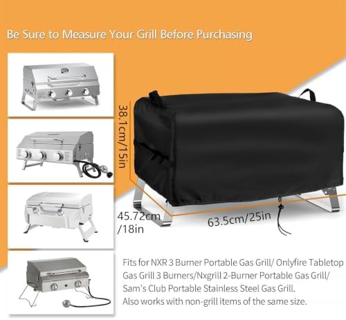 Rectangular Grill Guard, 600D PVC Fabric, 25-18-15 Inch Size, Compatible with NXR 3 Portable Cooker, Balcony Backyard Garage Storage Cover Tabletop Barbecue Cover Compact Grill Protector Patio - Image 3