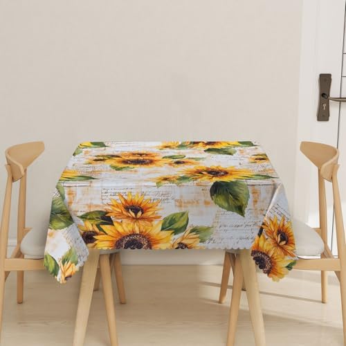 Sunflower Tablecloth 60x60 Inch Square Rustic Orange Floral Yellow Country Tablecloths Polyester Table Cloth for Holiday Parties Kitchen Dining Indoor Outdoor - Image 2