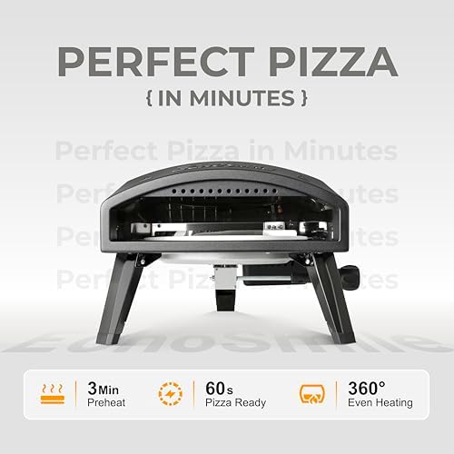EchoSmile 12'' Gas Outdoor Pizza Oven, Propane Pizza Cooker 950°F, Black - Image 3