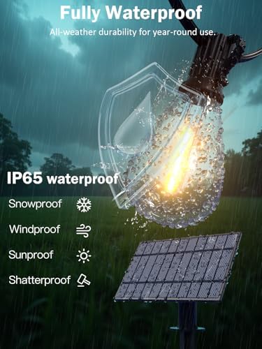 200FT Solar String Lights Outdoor, Dimmable Patio Lights Solar Powered with Remote & USB Port 72+2 LED Shatterproof Bulbs 3 Light Modes, Waterproof Solar Light for Camping Backyard Garden - Image 5