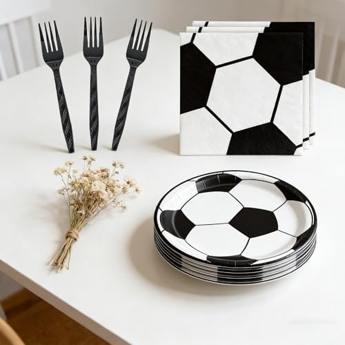 50-Piece Soccer-Themed Birthday Party Set: Plates, Napkins, Paper Plates - Image 5
