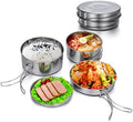 Lixada Camping Cookware Set, 4PCS Portable Stainless Steel Camp Cook Set, Lightweight Stackable Camping Pots and Pans Plate Set Camping Gear for Outdoor Backpacking Camping Hiking Picnic by WelconetoLixada