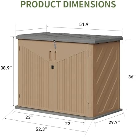 Aoxun Outdoor Storage Cabinet 35 Cu.Ft Outdoor Trash Can Storage Shed,Brown - Image 3