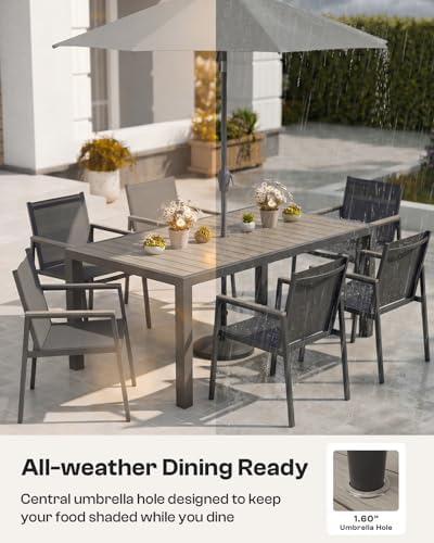 Outdoor Dining Set for 8, Aluminum Patio Table and Chairs Set, 10-Piece All Weather Patio Dining Furniture Set with Umbrella Hole for Backyard, Deck, Poolside (Gray) - Image 5