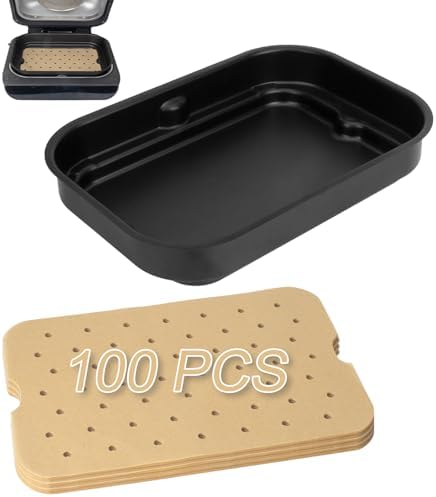 Foodi Smart Grill Pans & Air Fryer Liners for Ninja FG551 Foodi XL 6-in-1 Indoor Grill, Non-Stick Air Frying Griddle Plate with Disposable Perforated Paper for Ninja Air Fryer Accessories by WEBROIL
